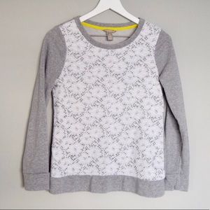 BR Light Gray Sweatshirt w/ White Lace - Size S